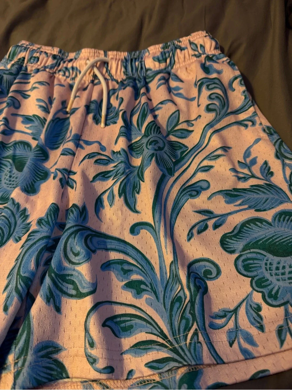 The Edition Floral Blue Print Mens Drawstring Shorts